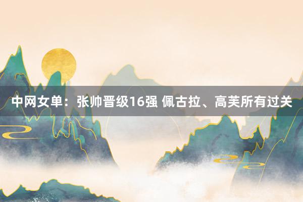 中网女单：张帅晋级16强 佩古拉、高芙所有过关